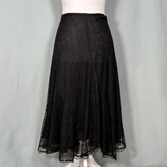 Lauren Ralph Lauren Dresses & Skirts - Lauren Ralph Lauren 12 Black Sheer Lacy Midi Skirt Goth Dark Edgy Flowy Feminine